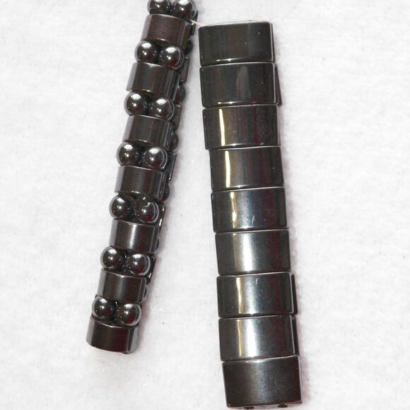 2PC Magnetic Hematite Beaded Stretch Bracelet Set - Picture 3 of 5